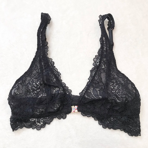 SAVAGE X Fenty black lace bra with front click clasp bling closure - Picture 1 of 6